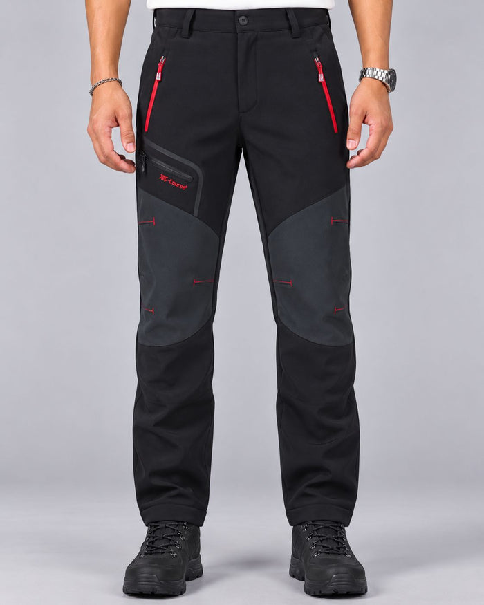 Men's Waterproof Thermal-Lined Work Trousers – Zip Pockets, Contrast Panels