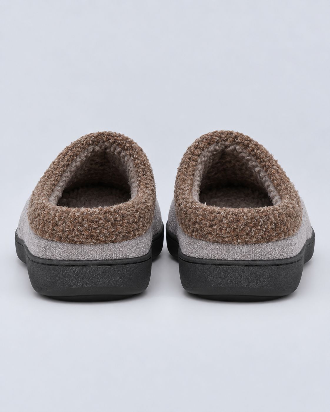 Men's Suede Slippers – Fleece-Lined, Backless Slip-On with TPR Sole