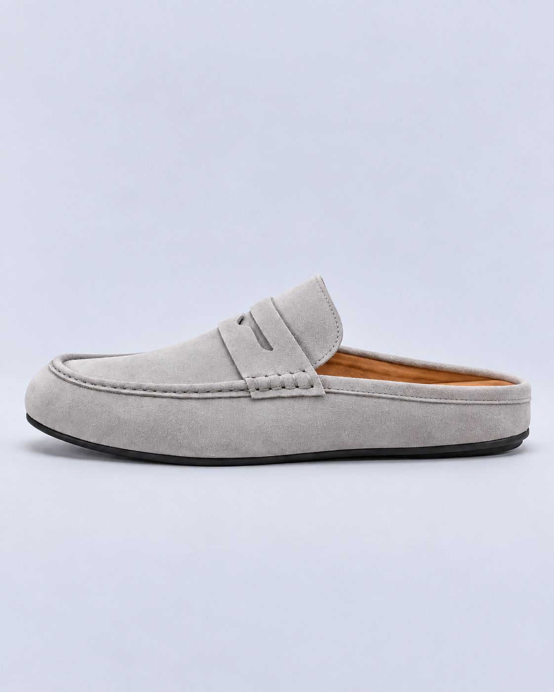 Men's Suede-Look Loafers – Backless Penny Mules, Slip-On Style