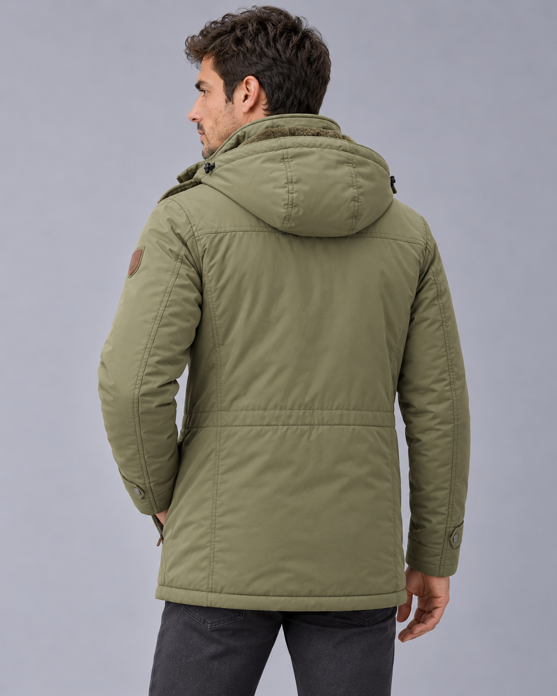 Men's Hooded Parka Coat with Pockets