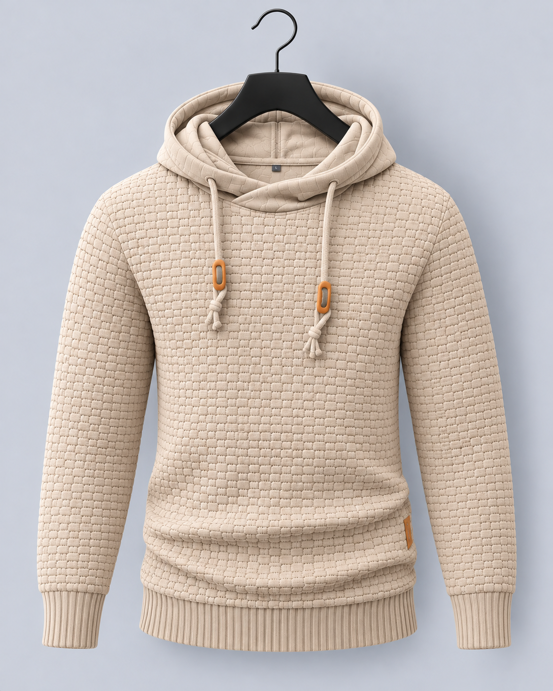 Men's Textured Hoodie with Contrast Drawstrings