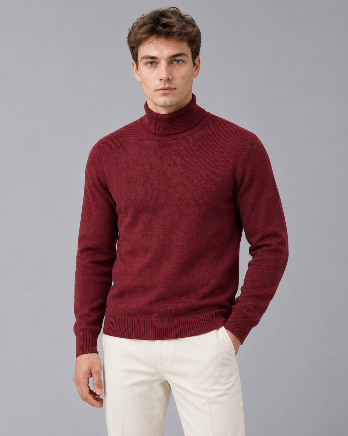 Men's Merino Wool Roll Neck Jumper