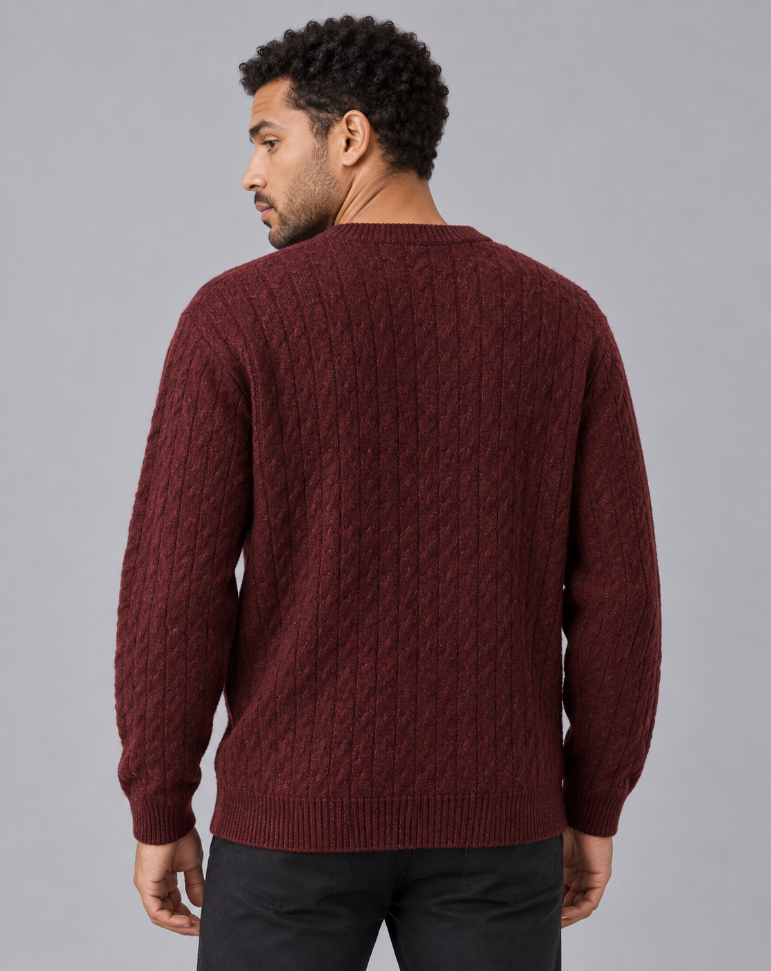 Men's Cable Knit Cardigan – Crew Neck, Six-Button Front, Relaxed Fit