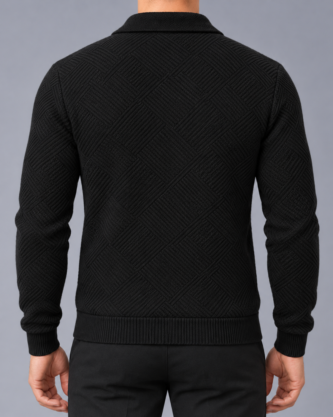 Men's Textured Zip-Up Jacket with Collar