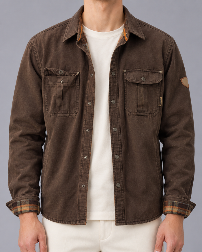 Men's Durable Waxed Cotton Jacket | Coat with Regular Fit