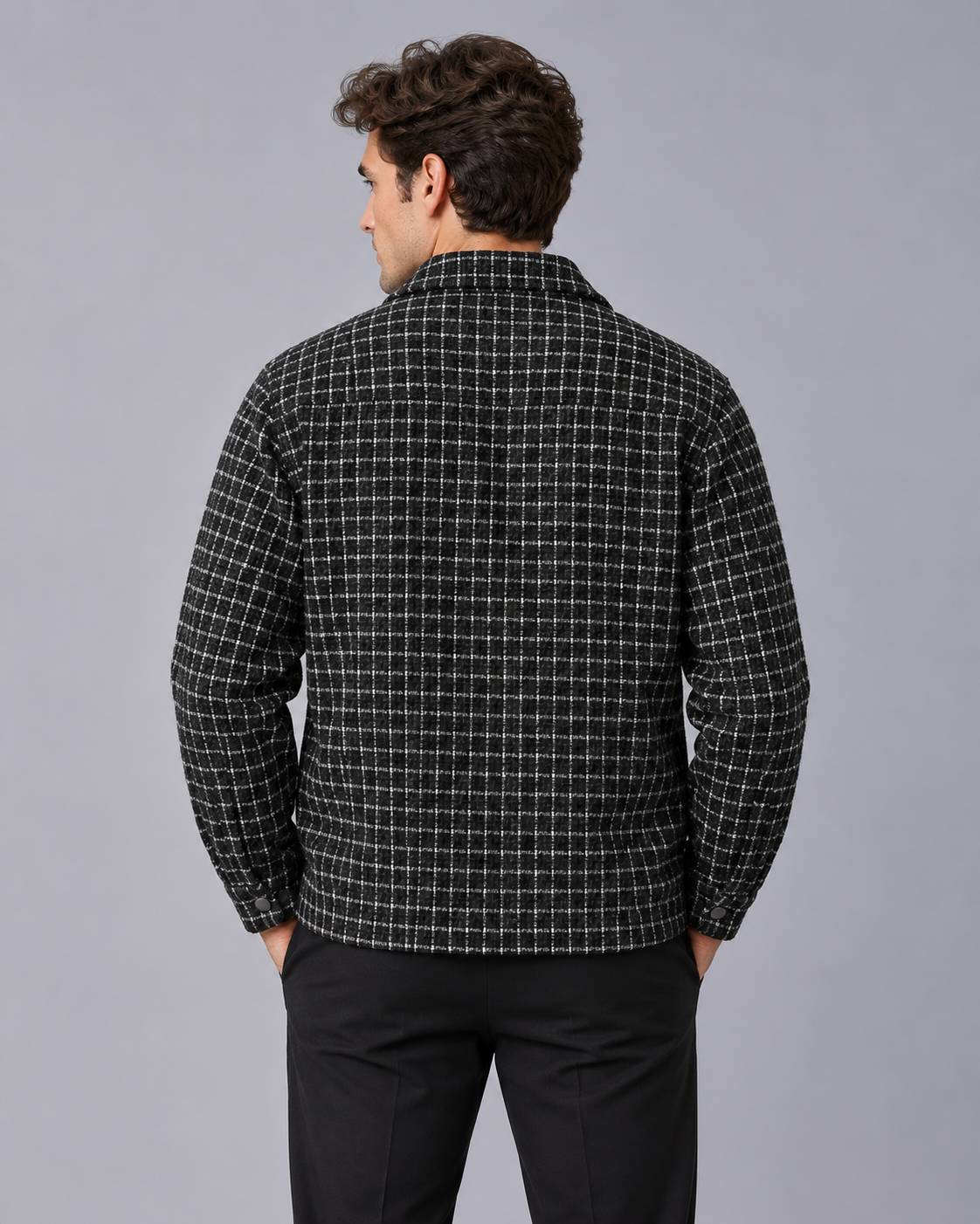 Men's Faux Suede Jacket – Short Overcoat with Point Collar and Button Front, Relaxed Fit