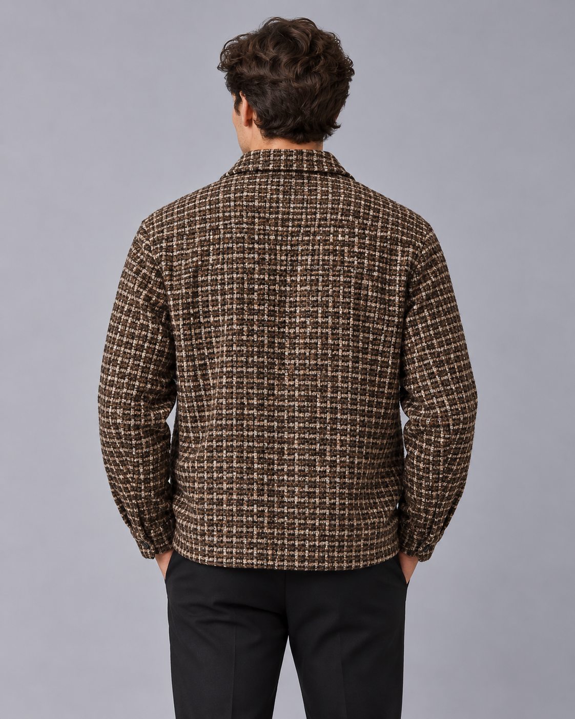 Men's Faux Suede Jacket – Short Overcoat with Point Collar and Button Front, Relaxed Fit