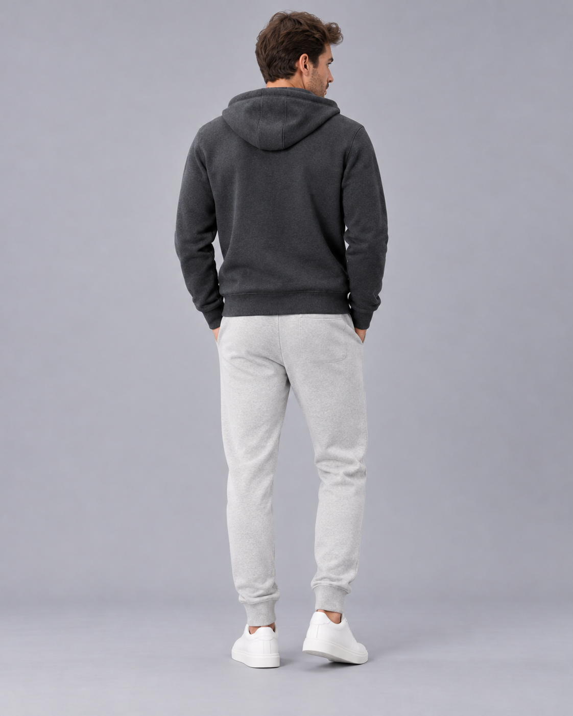 Men's 100% Cashmere Tracksuit with Zip-Up Hoodie and Drawstring Joggers