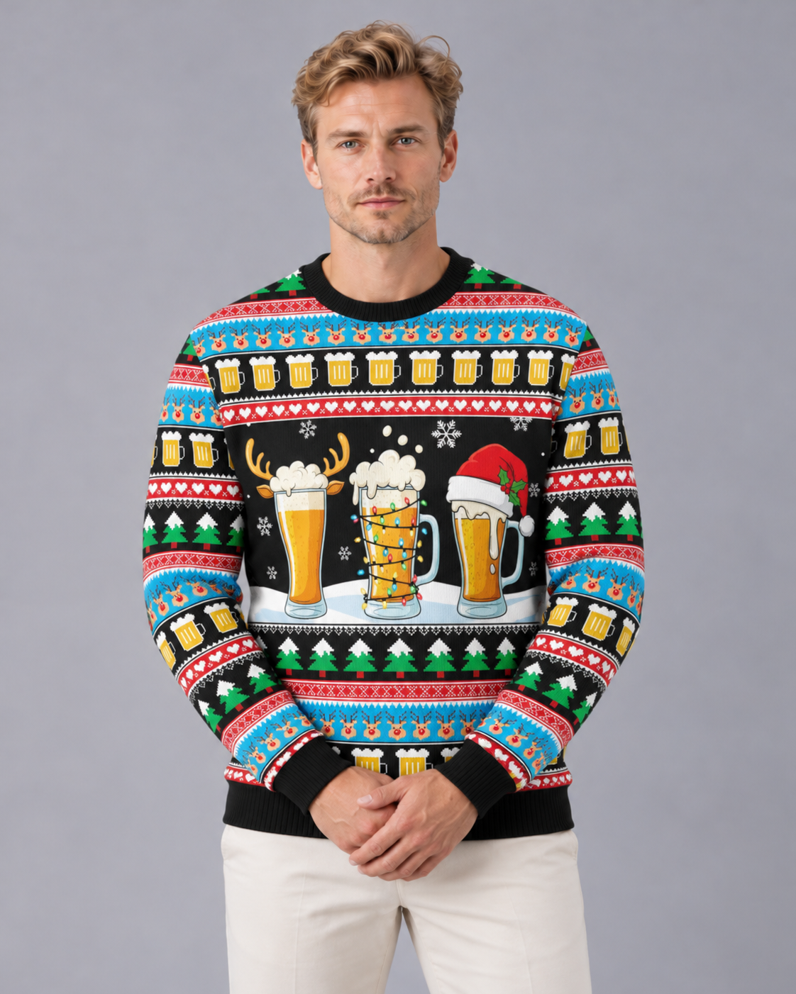 Men's Funny Christmas Jumper with Novelty Print | Festive Sweater