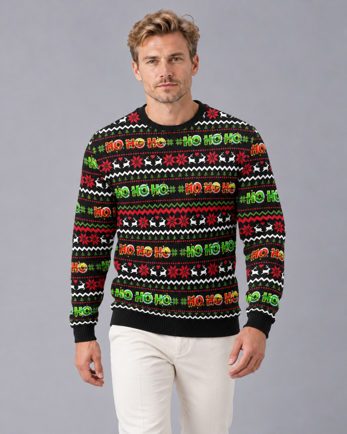 Men's Funny Christmas Jumper with Novelty Print | Festive Sweater