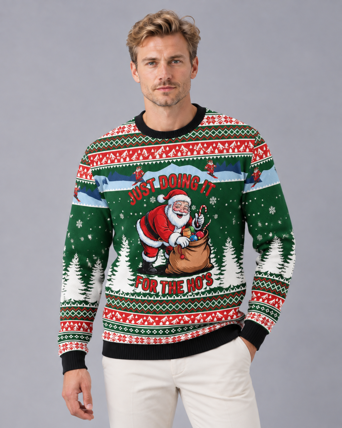 Men's Funny Christmas Jumper with Novelty Print | Festive Sweater