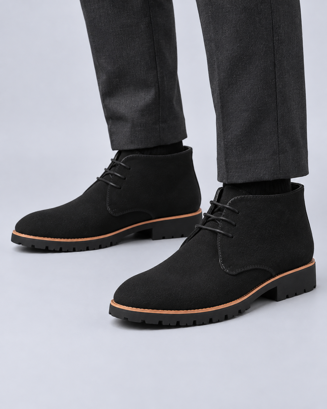 Men's Chukka Boots with Lace-Up Front and Chunky Grip Sole