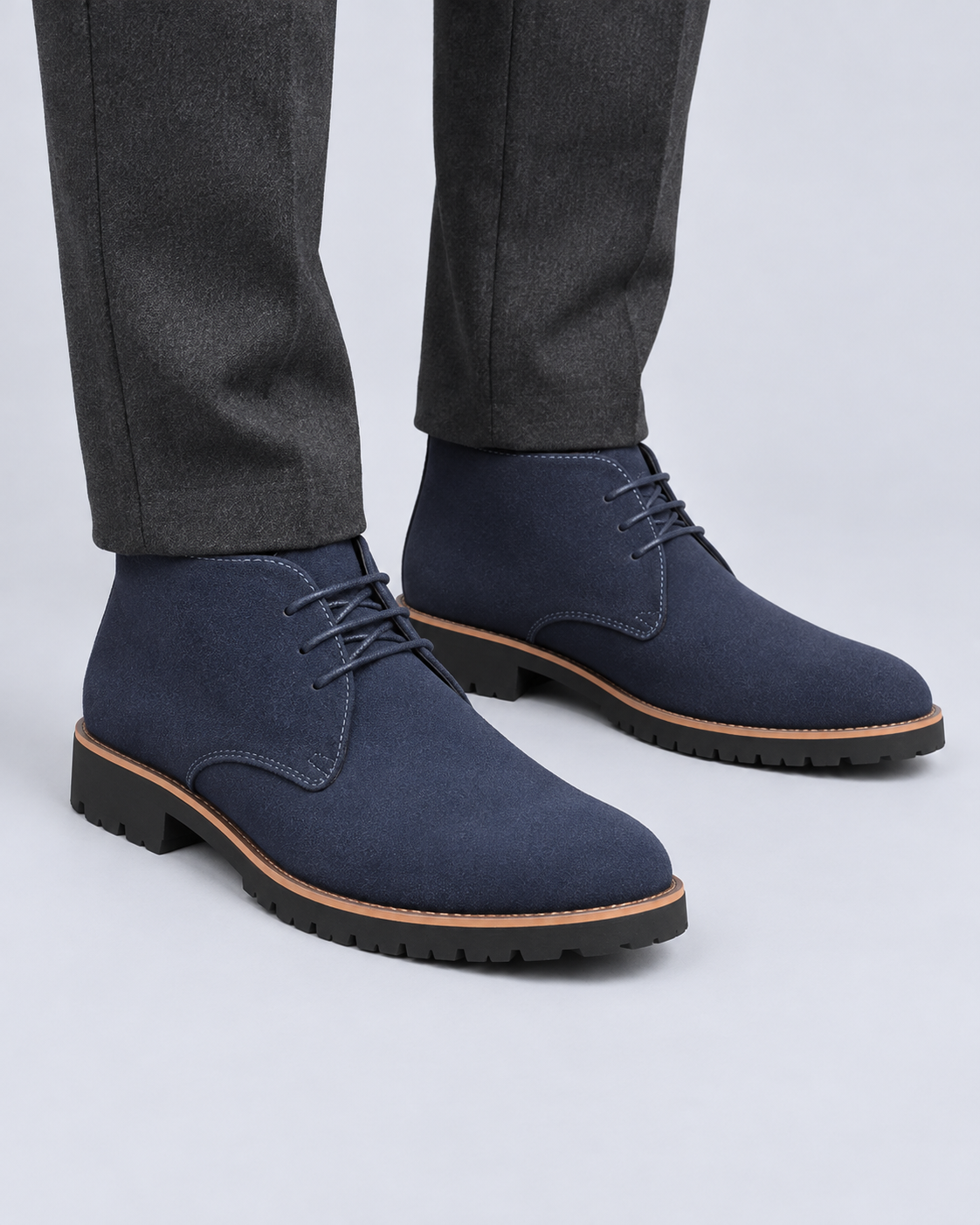 Men's Chukka Boots with Lace-Up Front and Chunky Grip Sole