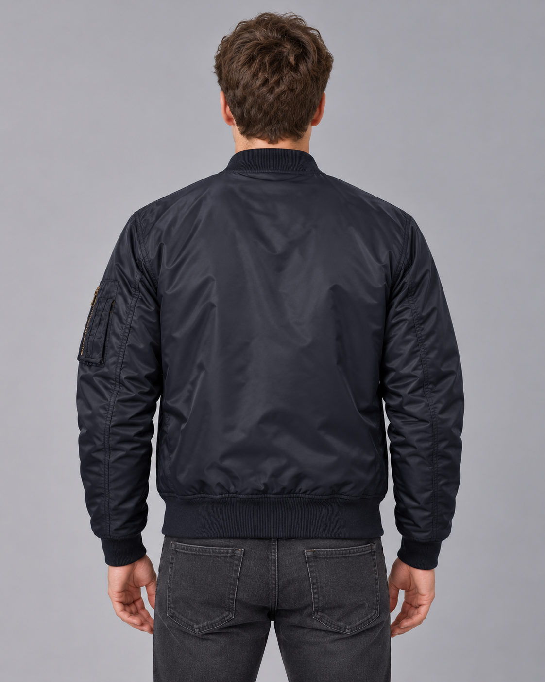 Men's Padded Bomber Jacket with Zip Pockets