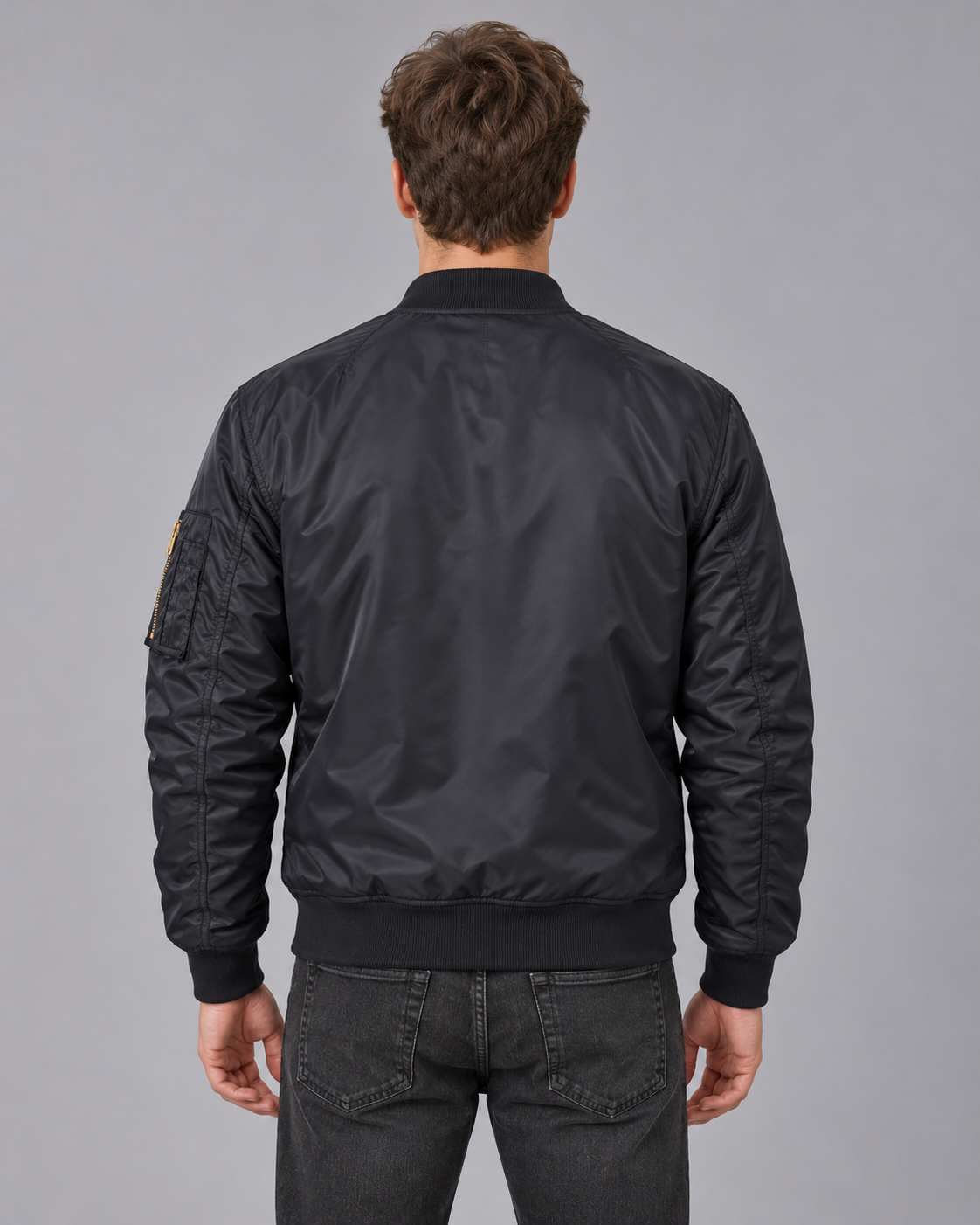 Men's Padded Bomber Jacket with Zip Pockets