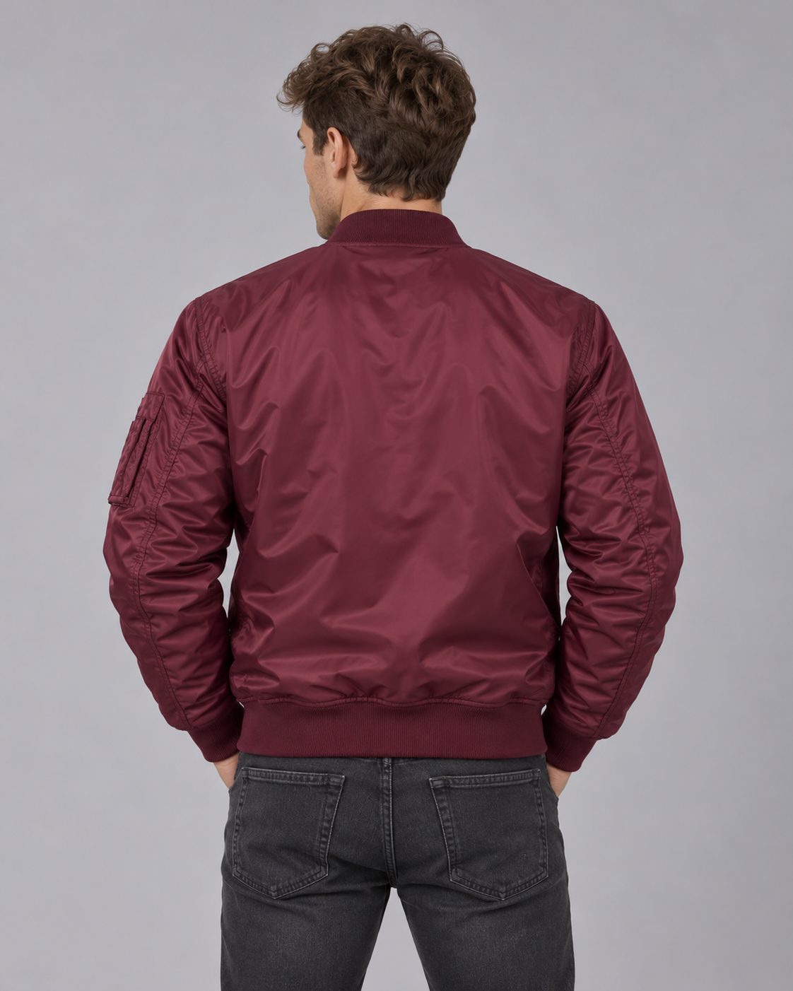 Men's Padded Bomber Jacket with Zip Pockets