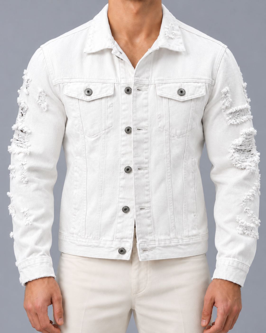 Men's Distressed Denim Jacket