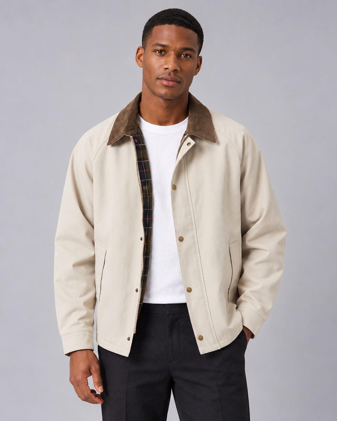 Men's Casual Jacket with Contrast Collar