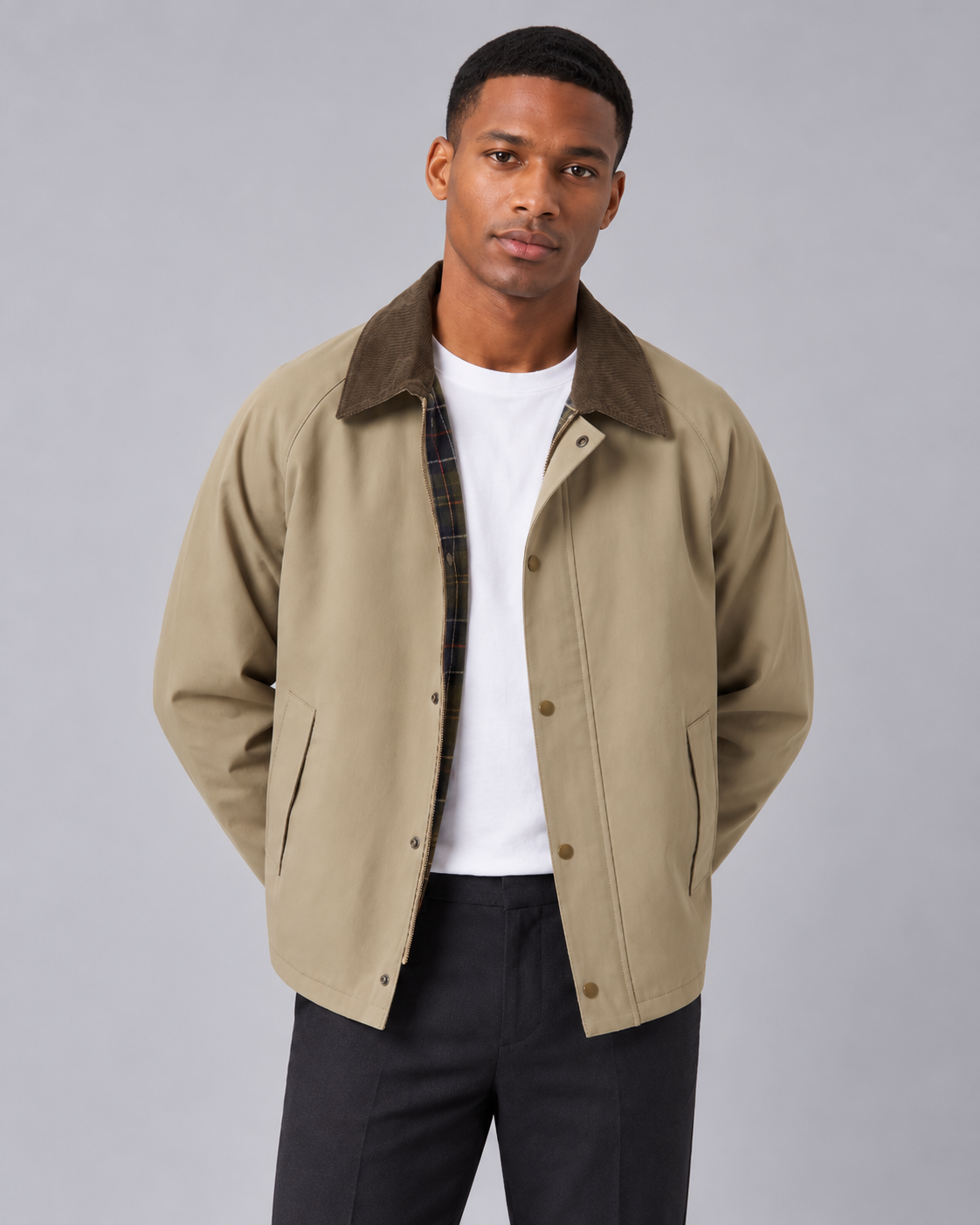 Men's Casual Jacket with Contrast Collar