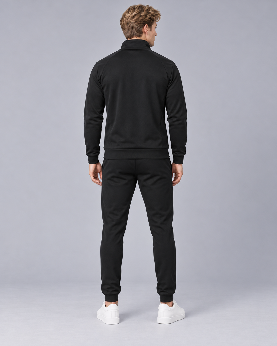 Men's Zip-Up Tracksuit Set with Stand Collar