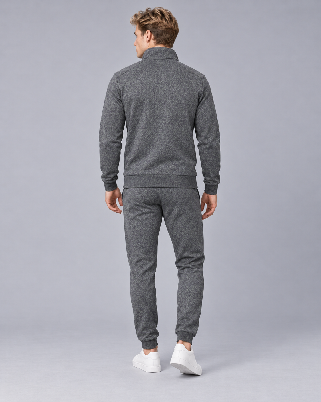 Men's Zip-Up Tracksuit Set with Stand Collar