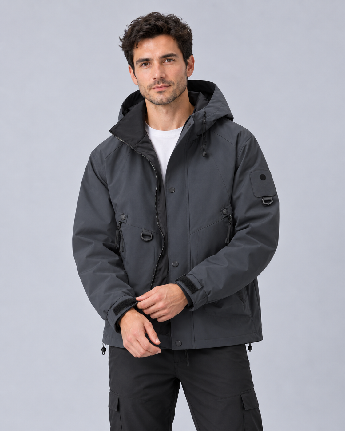 Men's Waterproof Rain Jacket with Hood – Lightweight, Adjustable Hood, Relaxed Fit