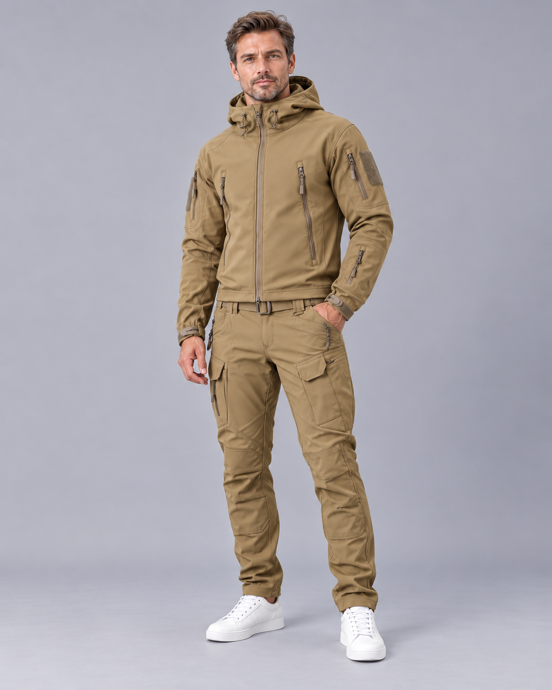 Men's Waterproof Jacket and Trousers Set – Fleece-Lined, Hooded, Windproof, 5000 mm