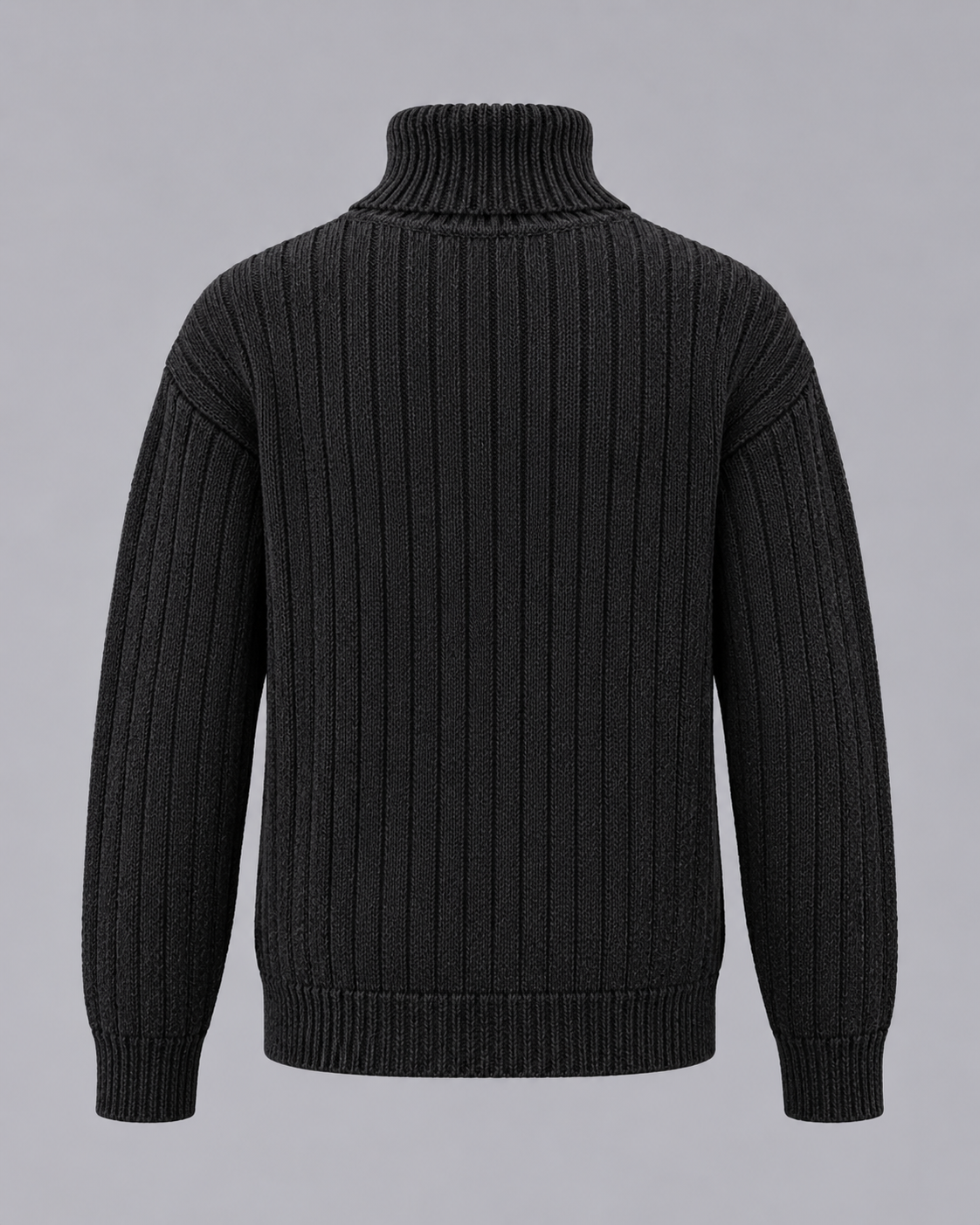 Men's Ribbed Roll Neck Jumper – Turtleneck, Dropped Shoulder, Relaxed Fit