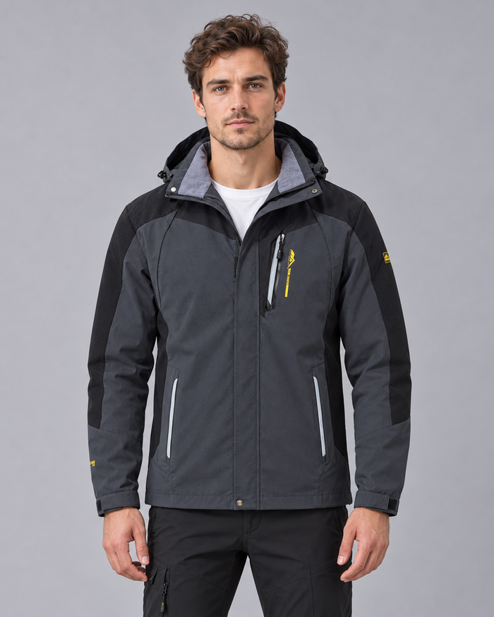Men's Waterproof Hiking Jacket with Hood – Breathable, Windproof, Mesh Lined, Up to 6XL