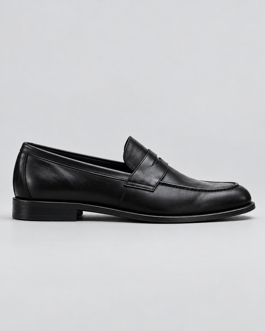 Men's Penny Loafers – Slip-On with Saddle Strap, Structured Upper, Polished Finish, Low Heel