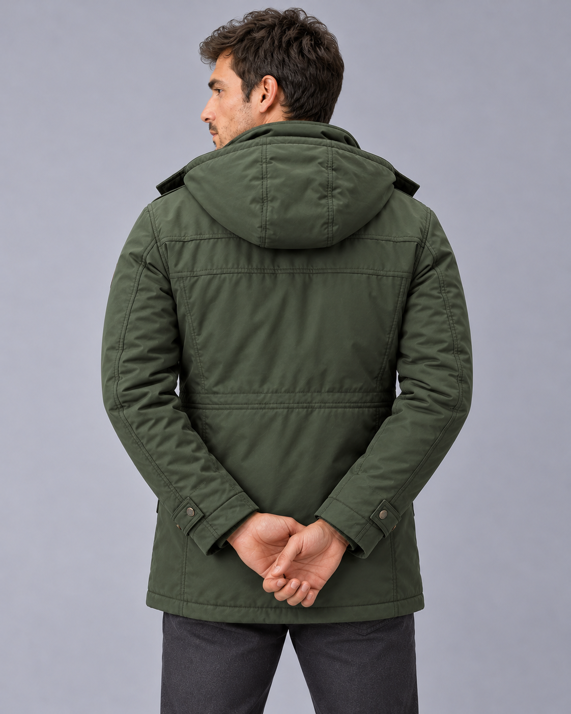 Men's Hooded Parka Coat with Pockets