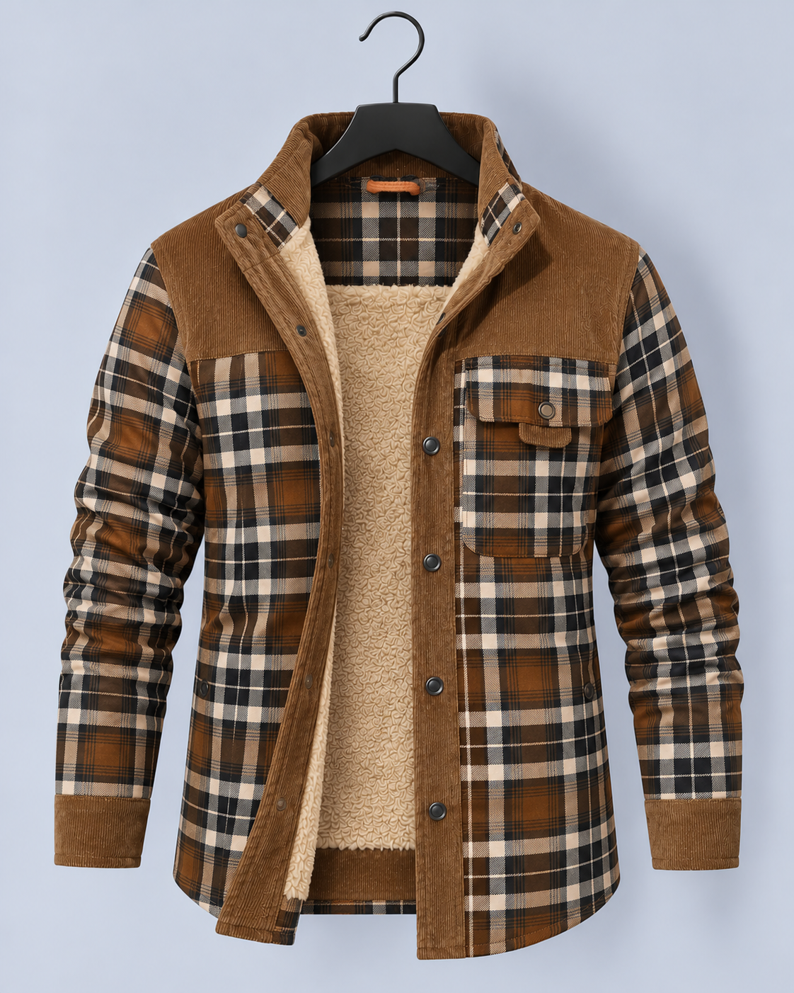 Men's Quilted Jacket with Faux Fur Lining