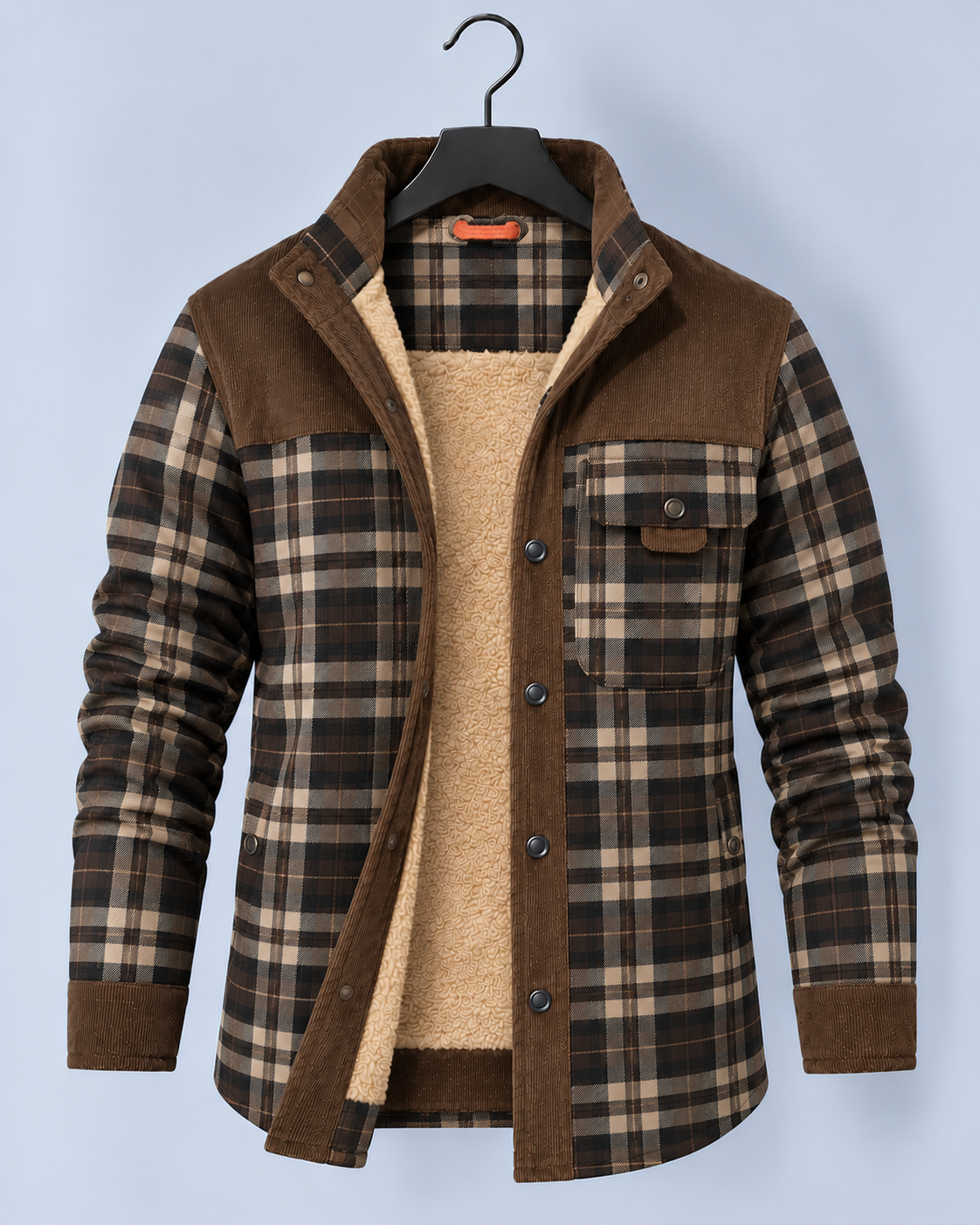 Men's Quilted Jacket with Faux Fur Lining