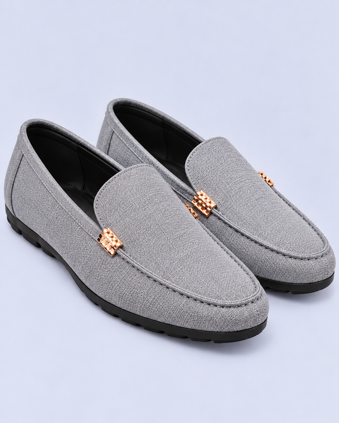 Men's Canvas Slip-On Loafers with Metal Detail