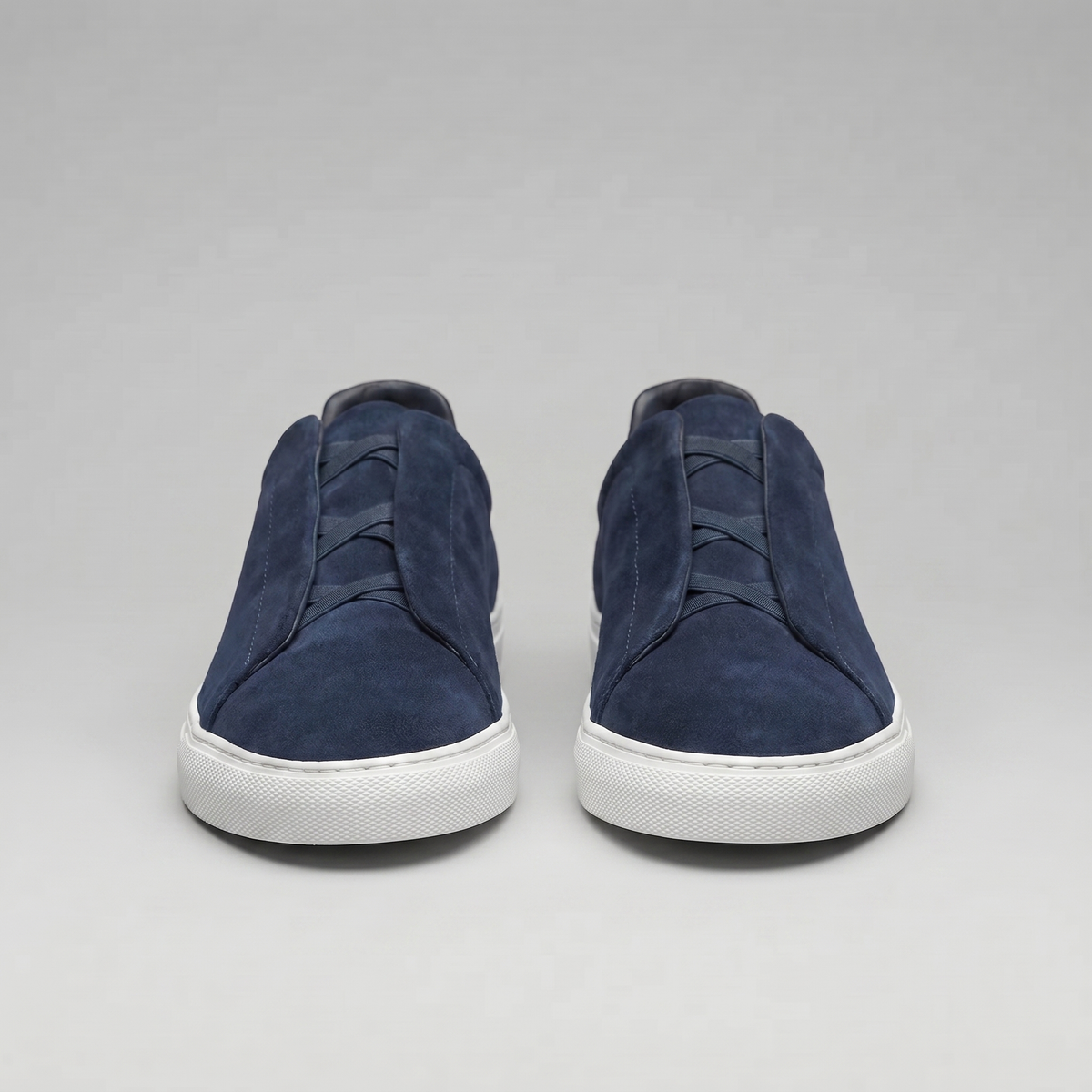 Men's Suede Slip-On Trainers – Laceless Low-Top Sneakers with Elastic Straps and Rubber Cupsole