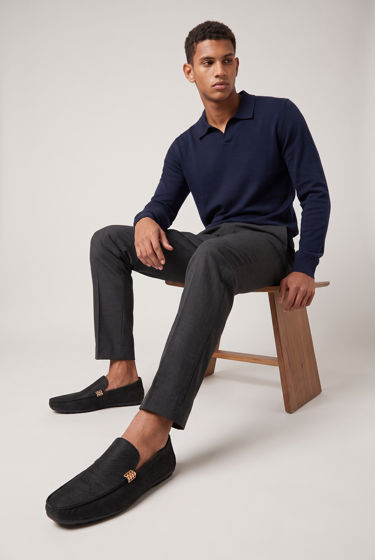 Men's Canvas Slip-On Loafers with Metal Detail