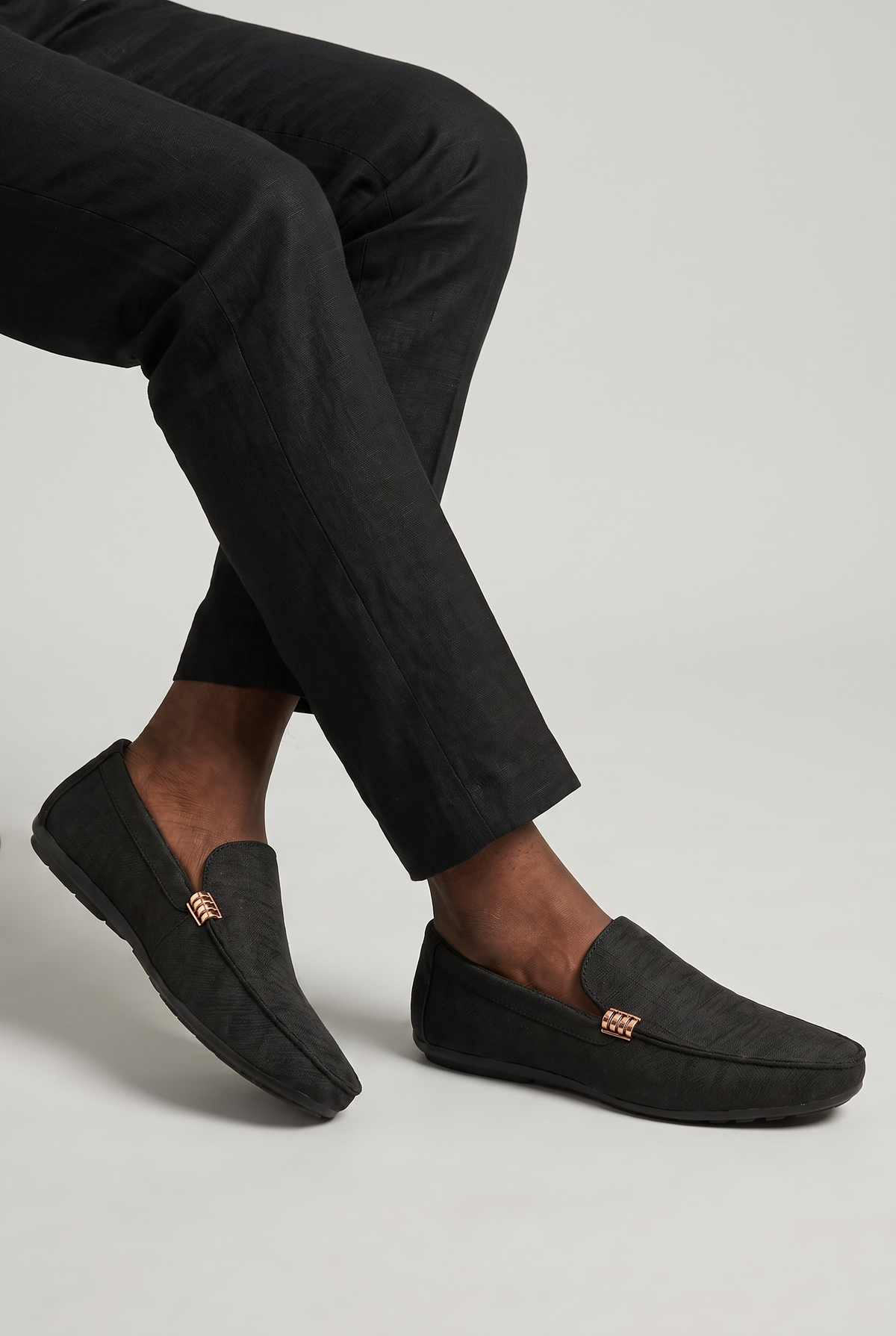 Men's Canvas Slip-On Loafers with Metal Detail