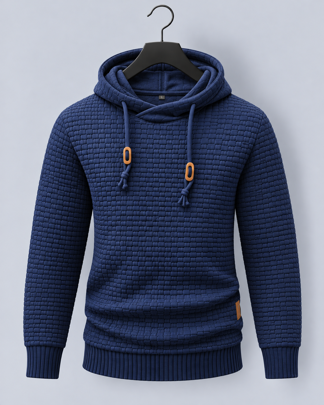 Men's Textured Hoodie with Contrast Drawstrings
