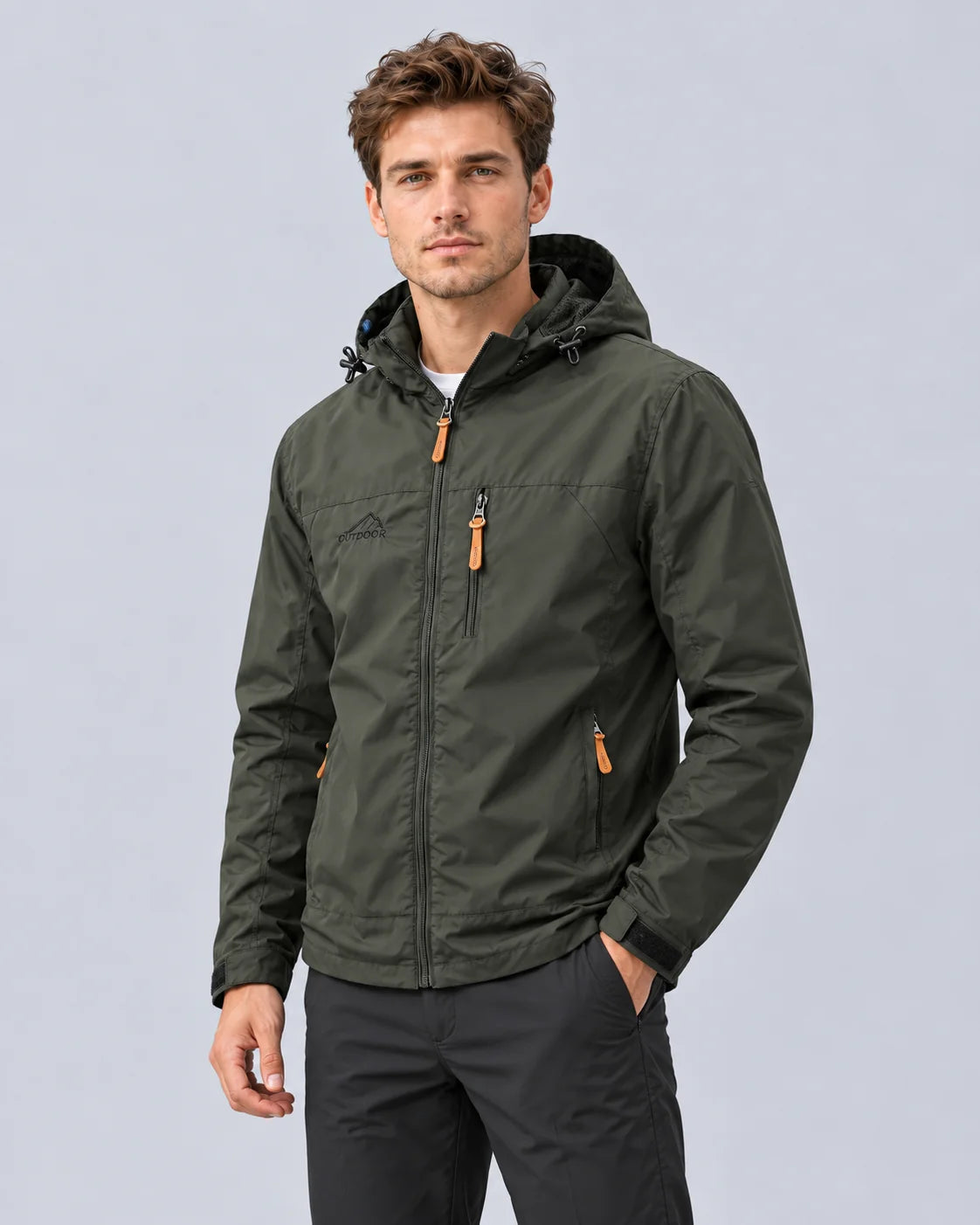 Men's Lightweight Polyester Windbreaker Jacket | Stylish Hooded Outdoor Coat 1