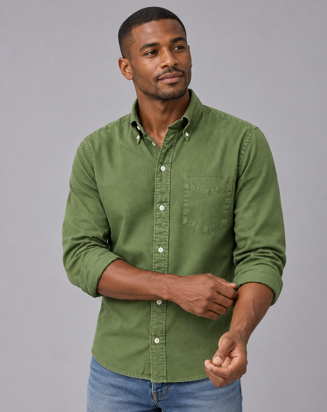 Men's Button Down Shirt Long Sleeve – Casual Shirt with Button-Down Collar and Chest Pocket, Regular Fit