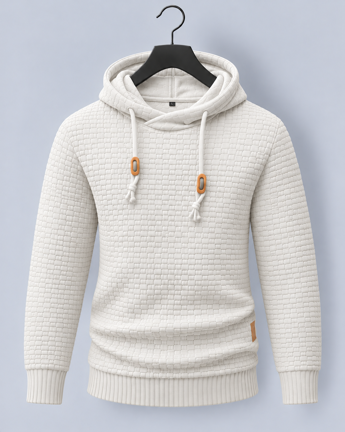 Men's Textured Hoodie with Contrast Drawstrings