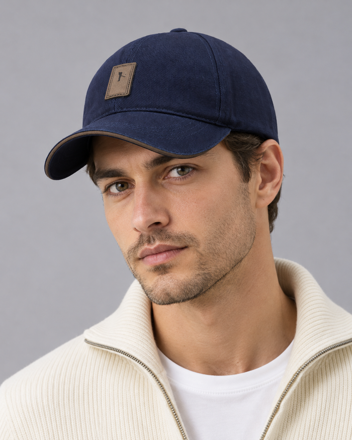 Men's Baseball Cap in Cotton – Curved Peak with Contrast Trim, Unisex Casual Golf and Sun Cap