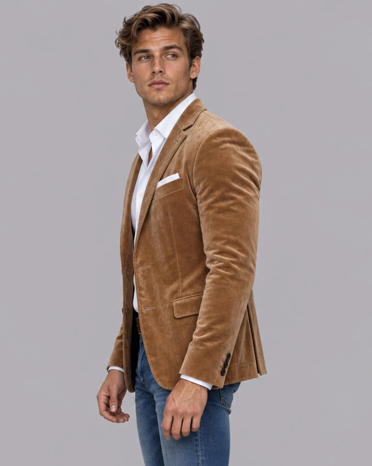 SuedeElegance | Stylish Modern Brown Men's Blazer Jacket for Casual Wear 2