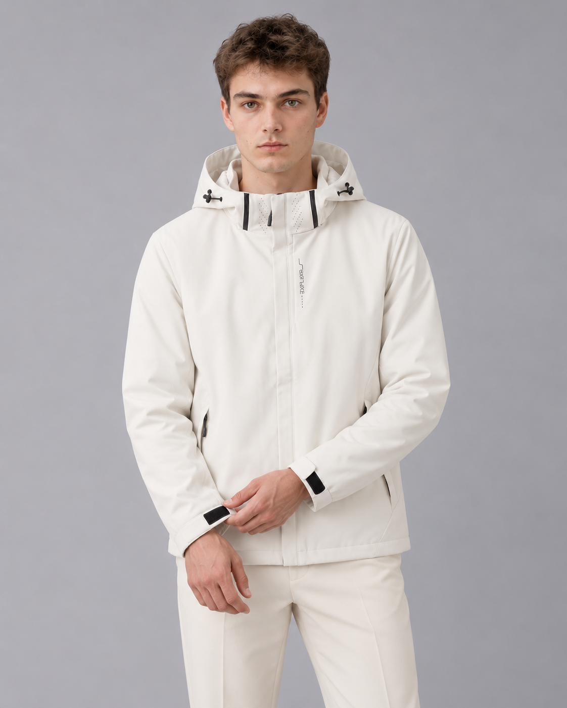 Men's Waterproof Jacket with Detachable Hood – Hardshell Rain Jacket with Zip Pockets