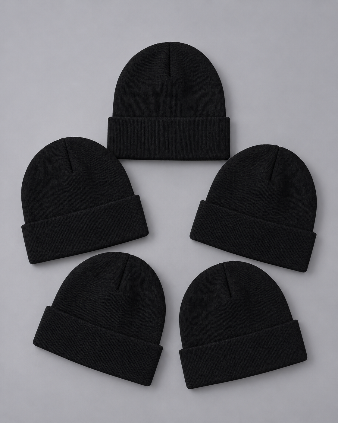 Unisex Beanie Hat Multipack – 5-Pack Cuffed Acrylic Knit Beanies, Lightweight Winter Hats