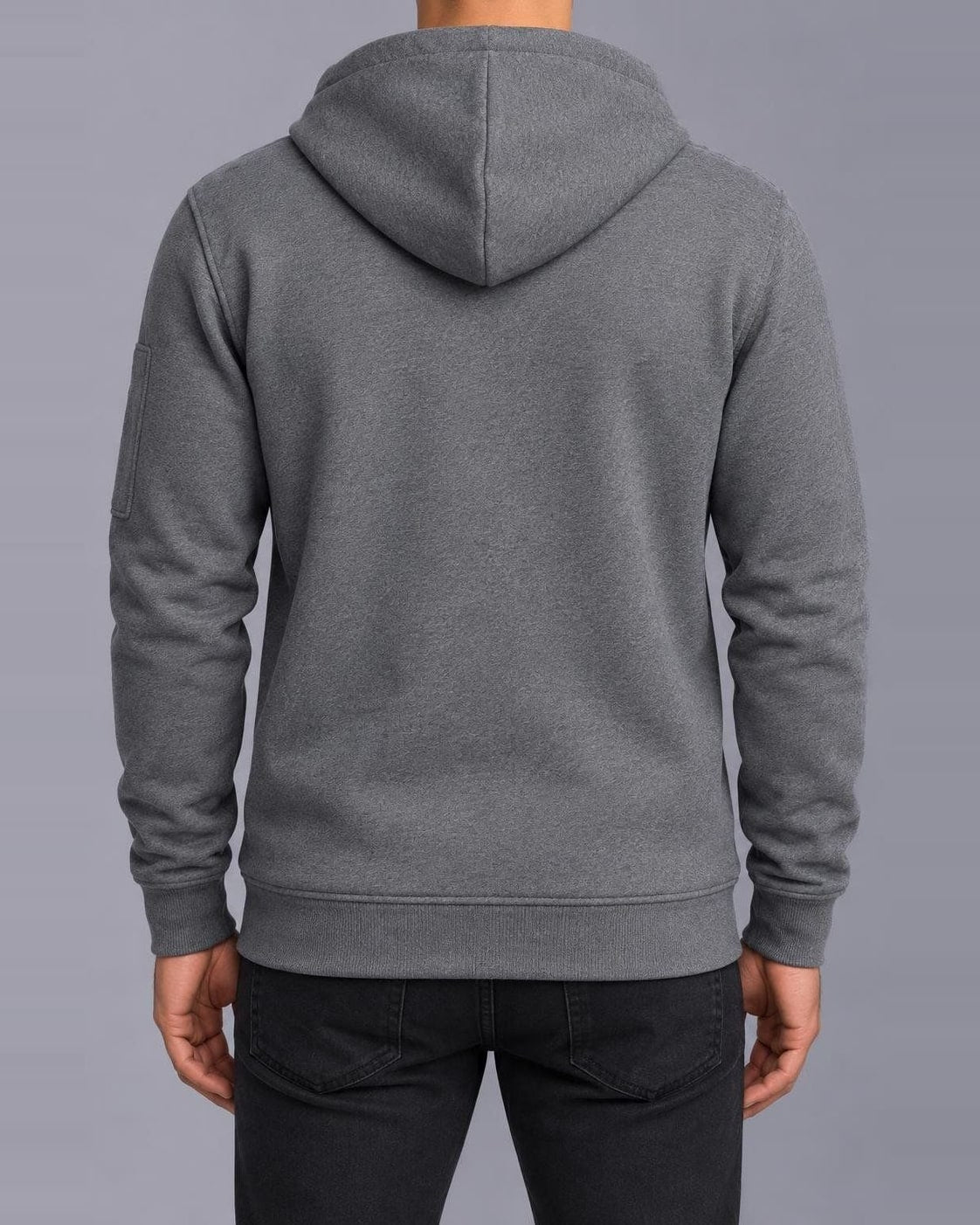 Men's Zip-Up Hoodie – Full Zip, Regular Fit – Gray – back