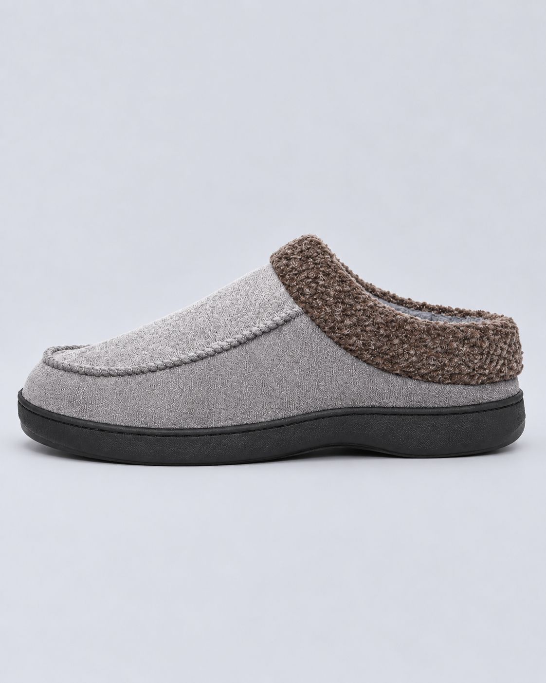 Men's Suede Slippers – Fleece-Lined, Backless Slip-On with TPR Sole