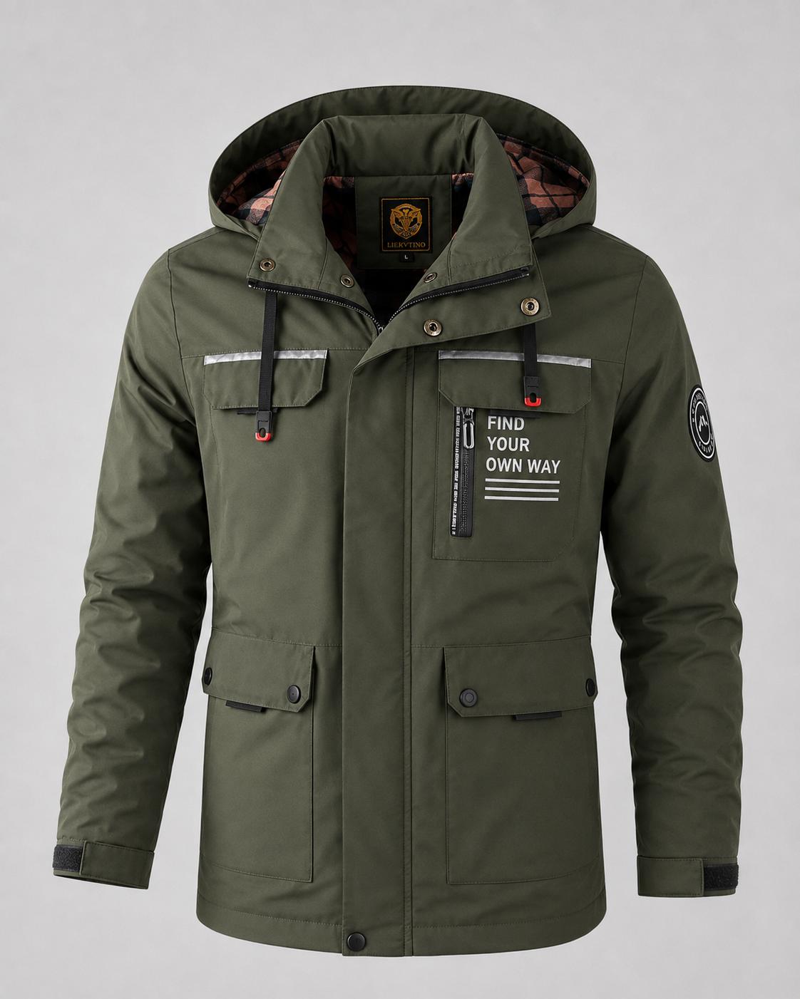 Men's Hooded Utility Parka – Multi-Pocket, Storm Flap, Regular Fit