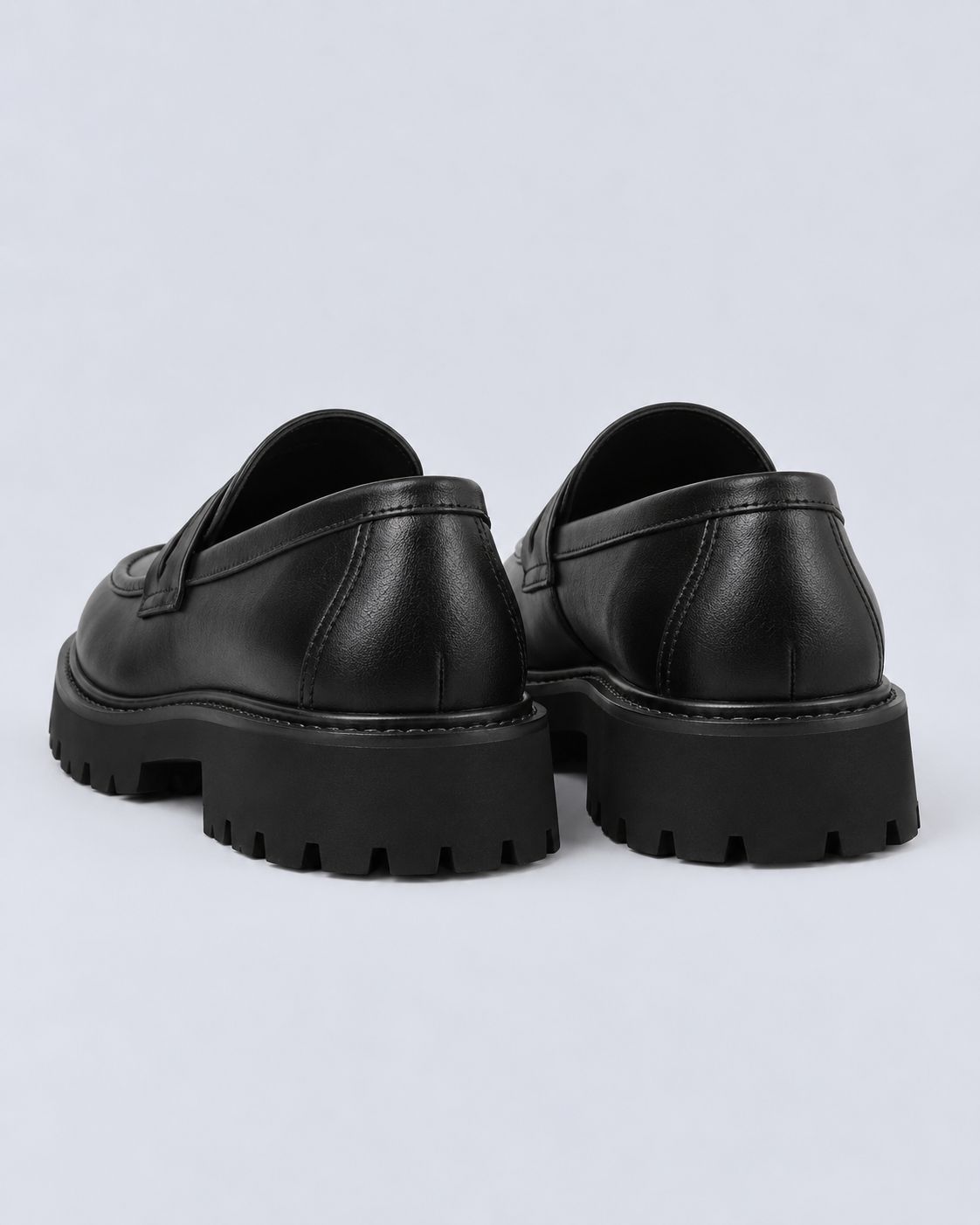 Men's PU Leather Penny Loafers – Chunky Lug Sole, Slip-On Design