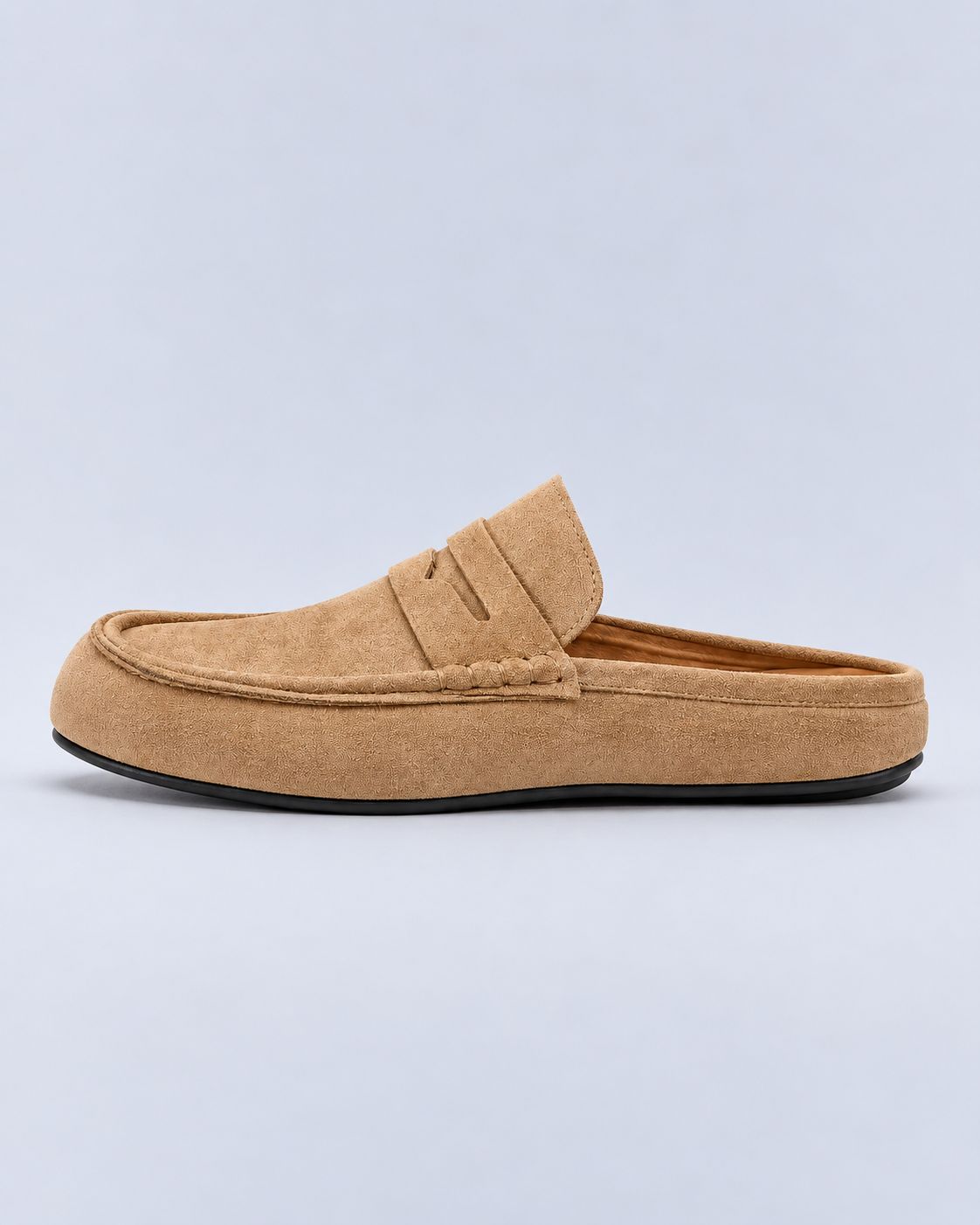 Men's Suede-Look Loafers – Backless Penny Mules, Slip-On Style